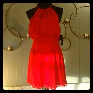 LuLu's Red Chiffon Fit-n-Flare Dress